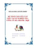 Đề tài luận văn tốt nghiệp "Kế toán nguyên liệu vật liệu tại xí nghiệp X 18 - công ty Hà Thành -BQP"