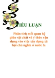 Tiểu luận: Phân tích mối quan hệ giữa vật chất và ý thức vận dụng vào việc xây dựng xã hội chủ nghĩa ở nước ta