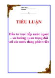 Tiểu luận “Đầu tư trực tiếp nước ngoài – xu hướng quan trọng đối với các nước đang phát triển”