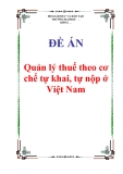 Đề án “Quản lý thuế theo cơ chế tự khai, tự nộp ở Việt Nam"