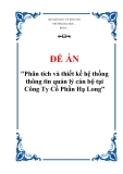 Đề án "Phân tích và thiết kế hệ thống thông tin quản lý cán bộ tại Công Ty Cổ Phần Hạ Long”