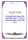 Luận văn tốt nghiệp “Đánh giá thực trạng triển khai BHYT HS - SV tại cơ  quan Bảo hiểm xã hội Việt Nam”