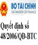 Quyết định số 48/2006/QĐ-BTC của Bộ Tài chính