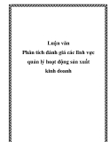 Luận văn - phân tích đánh giá các lĩnh vực quản lý hoạt động sản xuất kinh doanh