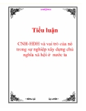 Tiểu luận: CNH-HĐH và vai trò của nó trong sự nghiệp xây dựng chủ nghĩa xã hội ở  nước ta