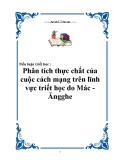 Tiểu luận triết học - Phân tích thực chất của cuộc cách mạng trên lĩnh vực triết học do Mác - Ăngghe