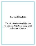 Báo cáo tốt nghiệp: Vai trò của doanh nghiệp vừa và nhỏ của Việt Nam trong phát triển kinh tế xã hội