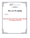 Báp cáo tốt nghiệp: Thanh toán quốc tế đối với hoạt động xuất khẩu - Presentation Transcript