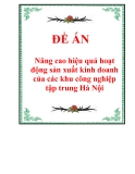 Nâng cao hiệu quả hoạt động sản xuất kinh doanh của các khu công nghiệp tập trung Hà Nội