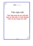 Tiểu luận triết "Quy luật quan hệ sản xuất phù hợp với tính chất và trình độ phát triển của lực lượng sản xuất"