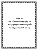 Luận văn - Một số giải pháp huy động vốn thông qua phát hành trái phiếu Chính phủ ở KBNN Hà Tây