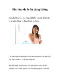 Sẩy thai do lo âu căng thẳng  