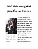 Khó khăn trong thời gian đầu sau khi sinh  