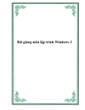 Bài giảng môn lập trình Windows 3 (C#) - Trương Bá Thái