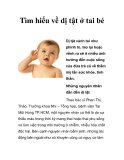 Tìm hiểu về dị tật ở tai bé  