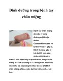 Chế độ Dinh dưỡng trong bệnh tay chân miệng  