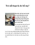 Trẻ nổi loạn là do bố mẹ?  