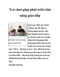 Trò chơi giúp phát triển khả năng giao tiếp 