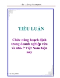 Tiểu luận: Chức năng hoạch định trong doanh nghiệp vừa và nhỏ ở Việt Nam hiện nay