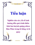 Tiểu luận: Nghiên cứu các yếu tố ảnh hưởng đến quá trình thiêu khử lưu huỳnh quặng niken Bản Phúc trong lò bằng và lò quay