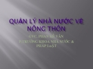 QuẢN LÝ NHÀ NƯỚC VỀ NÔNG THÔN - GVC. PHAN KẾ VÂN