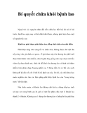 Bí quyết chữa khỏi bệnh lao   
