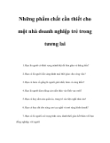 Những phẩm chất cần thiết cho một nhà doanh nghiệp trẻ trong tương lai  