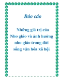 Báo cáo: Những giá trị của Nho giáo và ảnh hưởng nho giáo trong đời sống văn hóa xã hội