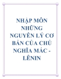 NHẬP MÔN NHỮNG NGUYÊN LÝ CƠ BẢN CỦA CHỦ NGHĨA MÁC - LÊNIN