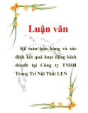 Luận văn: Kế toán bán hàng và xác định kết quả hoạt động kinh doanh tại Công ty TNHH Trang Trí Nội Thất LEN