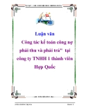 Luận văn: Công tác kế toán công nợ phải thu và phải trả tại công ty TNHH 1 thành viên Hợp Quốc