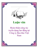 Đề tài: Hoàn thiện công tác tuyển dụng lao động tại Công ty BeeAhn Việt Nam