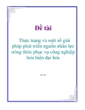 Đề tài:  Thực trạng và một số giải pháp phát triển nguồn nhân lực nông thôn phục vụ công nghiệp hóa hiện đại hóa