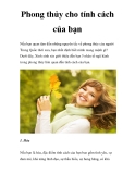 Phong thủy cho tính cách của bạn  
