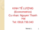 Bài giảng môn Kinh tế lượng - Nguyễn Thanh Hải