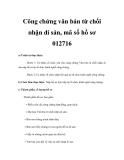 Công chứng văn bản từ chối nhận di sản, mã số hồ sơ 012716