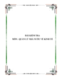 Bài kiểm tra môn: " Quản lý nhà nước về kinh tế "