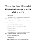 Thủ tục chấp thuận Hội nghị, Đại hội của tổ chức tôn giáo cơ sở, Mã số hồ sơ 021230