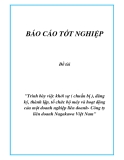 Đề tài "Trình bày việc khởi sự ( chuẩn bị ), đăng ký, thành lập, tổ chức bộ máy và hoạt động của một doanh nghiệp liên doanh- Công ty liên doanh Nagakawa Việt Nam"