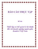 Đề tài: Thiết lập cơ chế quản lý tài chính đối với doanh nghiệp ngoài quốc doanh ở Việt Nam