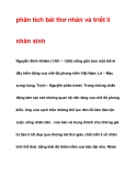 phân tích bài thơ nhàn và triết línhân sinhNguyễn Bỉnh Khiêm