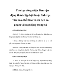Thủ tục công nhận Ban vận động thành lập hội thuộc lĩnh vực văn hóa, thể thao và du lịch có phạm vi hoạt động trong xã
