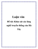 Đề tài: Khảo sát các làng nghề truyền thống của Hà Tây