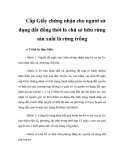 Cấp Giấy chứng nhận cho người sử dụng đất đồng thời là chủ sở hữu rừng sản xuất là rừng trồng