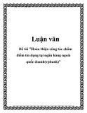 Đề tài ”Hoàn thiện công tác chấm điểm tín dụng tại ngân hàng ngoài quốc doanh(vpbank)”