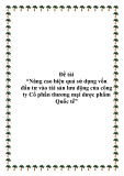 Đề tài “Nâng cao hiệu quả sử dụng vốn đầu tư vào tài sản lưu động của công ty Cổ phần thương mại dược phẩm Quốc tế”