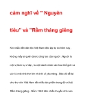 cảm nghĩ về " Nguyêntiêu" và "Rằm tháng giêng