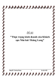 Đề tài "Thực trạng kinh doanh của Khách sạn Nhà hát Thăng Long"