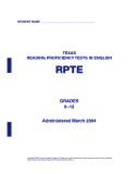 STUDENT NAMETEXAS READING PROFICIENCY TESTS IN ENGLISH