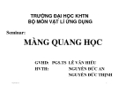 Chuyên đề VẬT LÍ ỨNG DỤNG " MÀNG QUANG HỌC "